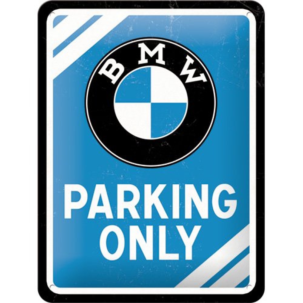 Placa metalica - BMW - Parking Only Blue - 15x20 cm